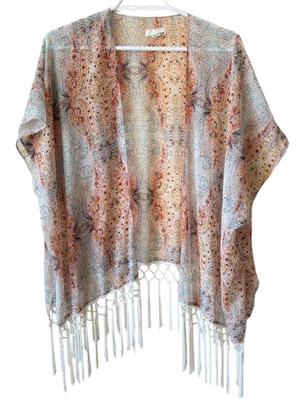 Garage Paisley Fringe Kimono Cardigan Boho Festival Lightweight Beach Cover Up